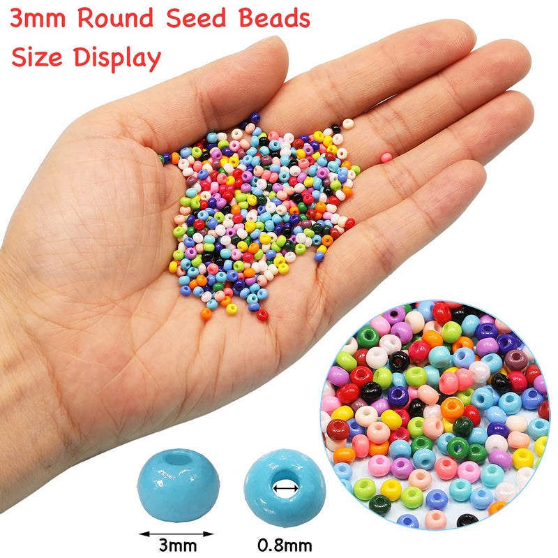BALABEAD 3mm Round Size Almost Uniform Glass Seed Beads with Beading Kit, About 7800pcs in Box 24 Multicolor Assortment Size 8/0 Craft Seed Beads for Jewelry Making,(about 325pcs/Color, 24 Colors) - Image 3